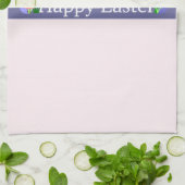 Bonne Pâques Bannière violet serviette de cuisine (Plié)