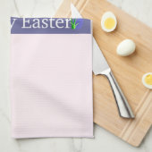 Bonne Pâques Bannière violet serviette de cuisine (Quart Plié)