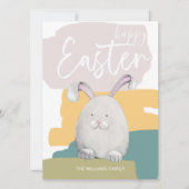 Bonne Pâques Happy Bunny Watercolor Carte de vacan (Devant)