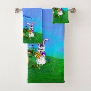 Bonne Pâques ! Lapin avec lapin et poussin