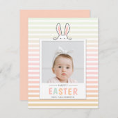 Bonne Pâques Lapin Oreilles Photo Carte de vacance (Devant / Derrière)