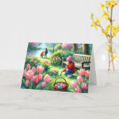 Bonne Pâques pour les enfants Carte de voeux pliée (Fleur jaune)