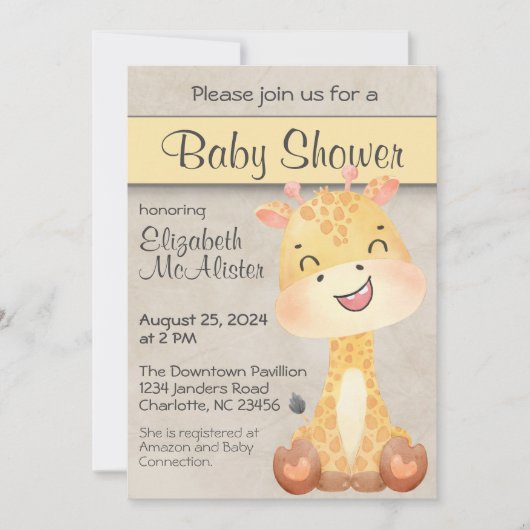 Bonne Petite Giraffe Baby shower Invitation (Devant)