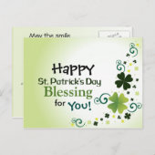 Bonne Saint Patrick Bénédiction pour vous Carte po (Devant / Derrière)