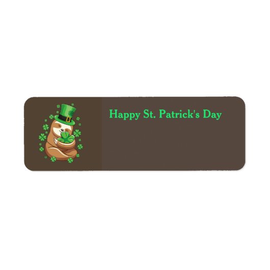 Bonne Saint Patrick's Day Sloth étiquette de adres (Devant)