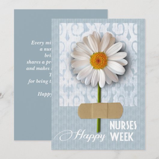 Bonne Semaine des infirmières. Carte de voeux Dais (Devant / Derrière)