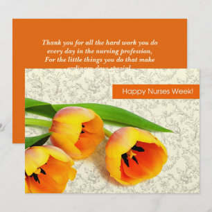 Bonne Semaine des infirmières. Carte Flat Tulips S