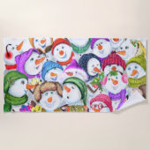 Bonne serviette de plage de Noël Snowmans (Devant)