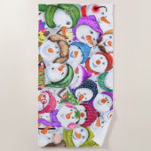 Bonne serviette de plage de Noël Snowmans (Devant)