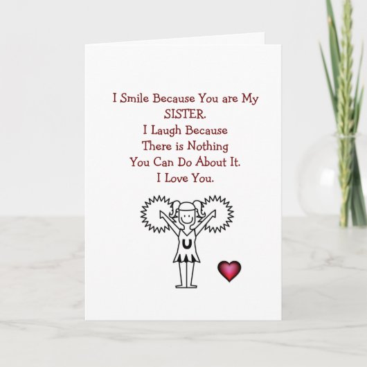 Bonne Soeur d'anniversaire - Carte de sourire (Devant)