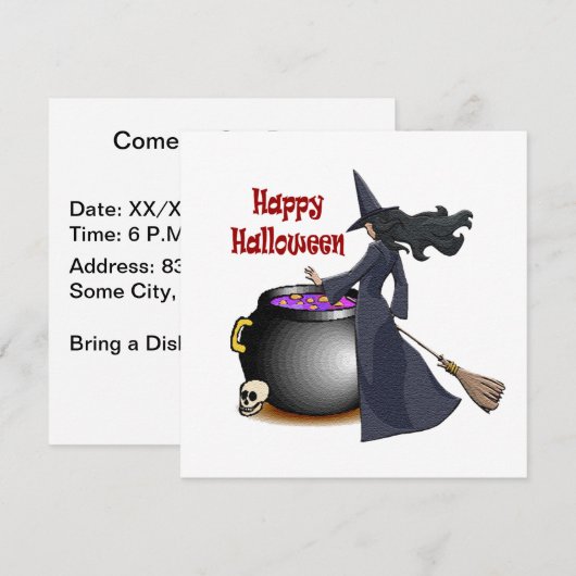 Bonne Sorcière et Invitation Cauldron (Devant / Derrière)