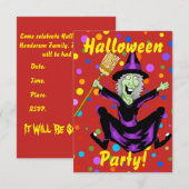 Bonne sorcière Halloween Party Invitation (Devant / Derrière)
