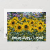 Bonne Sunflower Happy Thoughts Carte postale (Devant / Derrière)