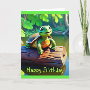 Bonne Tortue moyenne carte d'anniversaire