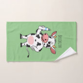 Bonne vache avec dessin animé de biberon (Serviette à main)
