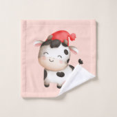 Bonne vache dans un Casquette rouge mignon (Gant de toilette)