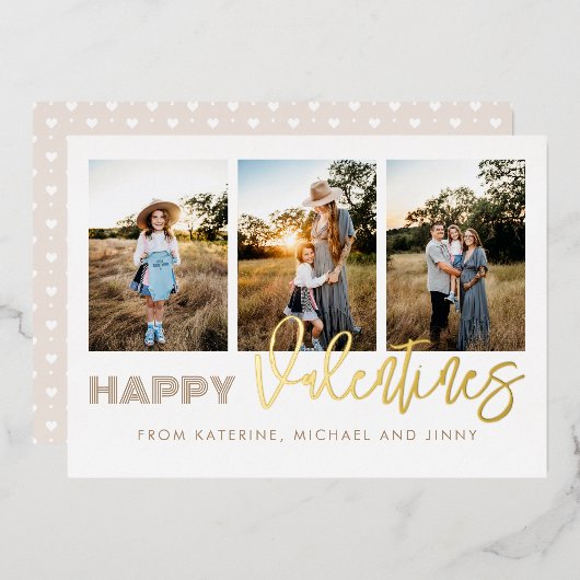 Bonne Valentines 3 Photo Collage Carte de famille (Recto/Verso)