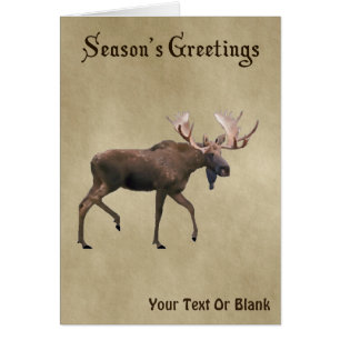 Bonnes Fêtes - Bull Moose Sur Vieux Papier