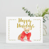 Bonnes fêtes carte de corgi (Debout devant)