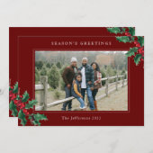 Bonnes Fêtes Carte de Noël personnalisée rouge (Devant / Derrière)