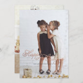 BONNES FÊTES carte de Noël ROSE d'OR (Devant / Derrière)