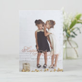 BONNES FÊTES carte de Noël ROSE d'OR (Debout devant)