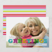 Bonnes Fêtes Carte photo de Noël colorée (Devant / Derrière)