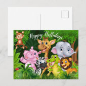 Bonnes fêtes carte postale d'animaux de safari de (Devant / Derrière)