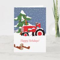 Bonnes fêtes ! Carte rouge de tracteur