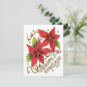 Bonnes Fêtes de Noël Poinsettia Invitation (Debout devant)