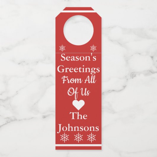 Bonnes Fêtes de tous les nous étiquette de (Devant)