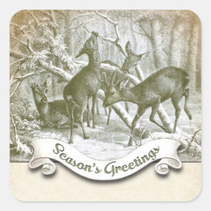 Bonnes Fêtes d'hiver autocollant vintage