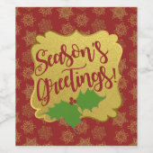 BONNES FÊTES ! Étiquette de snowflakes Red Gold (Étiquettes simples)