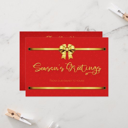 Bonnes Fêtes Invitation Carte Plat (Devant/Arrière en situation)