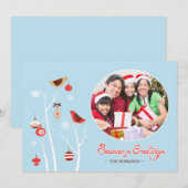 Bonnes Fêtes photo avec carte d'oiseaux (Devant / Derrière)