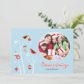 Bonnes Fêtes photo avec carte d'oiseaux (Debout devant)