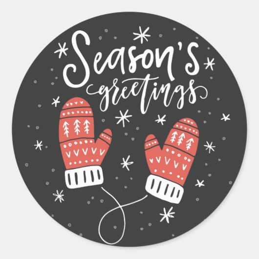 Bonnes Fêtes Red Mittens Sticker de vacances II (Devant)