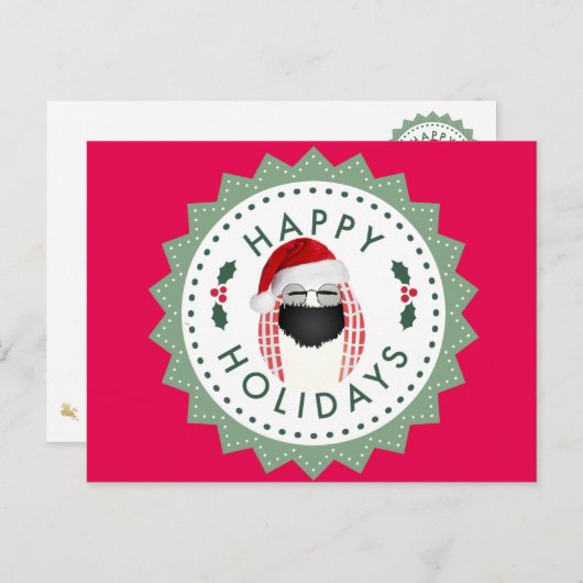 Bonnes fêtes rouge frais de carte de Noël de M. (Devant / Derrière)