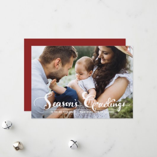 Bonnes Fêtes Script Carte Appartement Photo Vacanc (Devant/Arrière en situation)