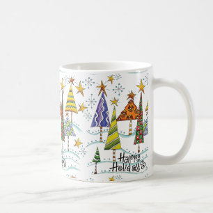 Bonnes fêtes tasse de Noël avec des arbres