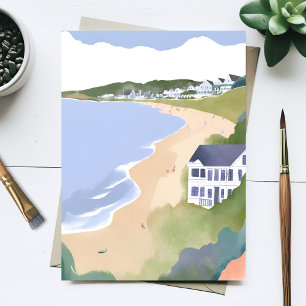 Bonnet Shores Rhode Island Strand Watercolor Briefkaart