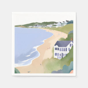 Bonnet Shores Rhode Island Strand Watercolor Servet