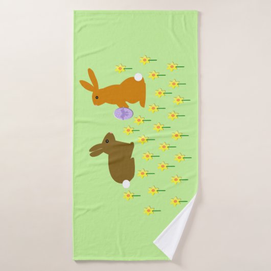 Bonnets de Pâques et jonquilles (Serviette de bain)