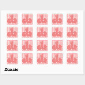 Bonnets mignons | Stickers En vichy corail (Feuille)