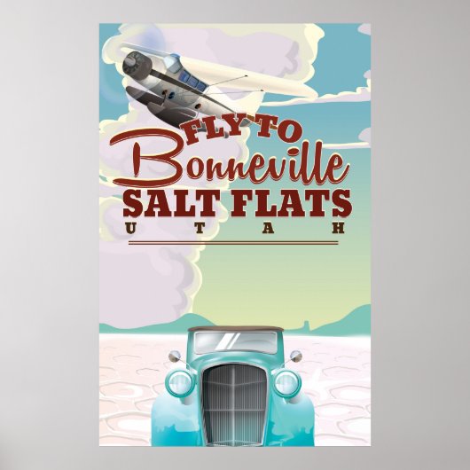 Bonneville Salt Flat Utah affiche de voyage vintag (Devant)