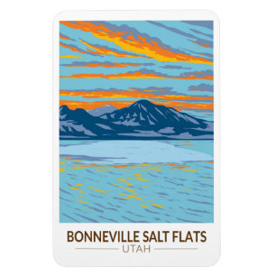 Bonneville Salt Flats Utah Travel Art Vintage Magneet