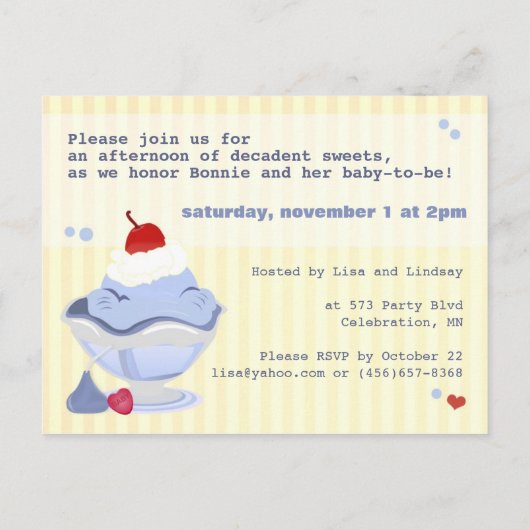 Bonnie Bleu Ours Douche Invitation (Dos)