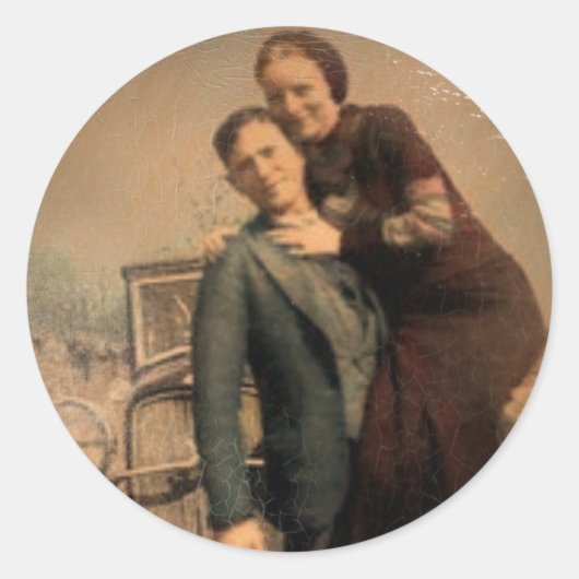 Bonnie & Clyde Ronde Sticker (Voorkant)