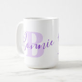 Bonnie name betekent monogram B paarse tekst Koffi Koffiemok (Voorkant links)