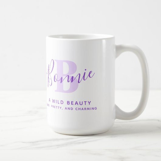 Bonnie name betekent monogram B paarse tekst Koffi Koffiemok (Rechts)